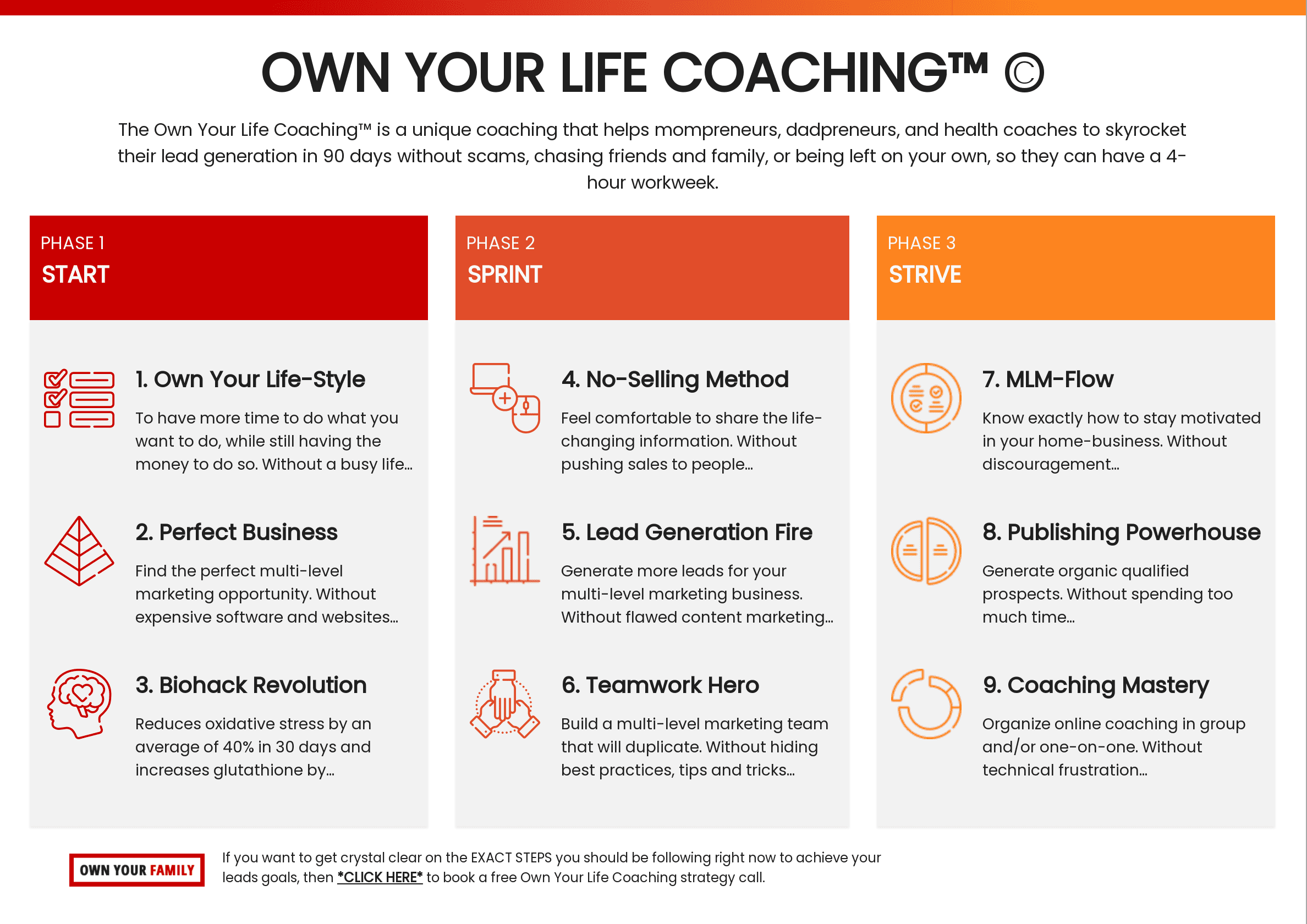 Own Your Life Coaching product roadmap
